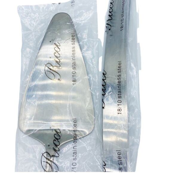 Ricci Stainless Brushed Wedding Cake Knife and Spatula Set - Picture 2 of 7